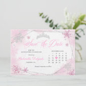 Invitation Pink Winter Wonderland Snowflake Enregistrer la da (Debout devant)