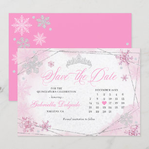 Invitation Pink Winter Wonderland Snowflake Enregistrer la da