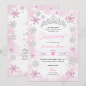 Invitation Pink Winter Wonderland Snowflake Quinceanera (Devant / Derrière)