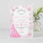 Invitation Pink Winter Wonderland Snowflake Sweet 16 (Debout devant)