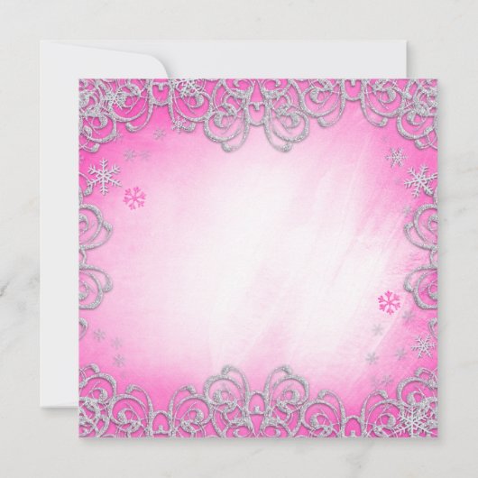 Invitation Pink Winter Wonderland Swirl Snowflake Quinceanera (Dos)