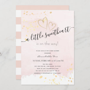 Invitation Pink x or Aquarelle Baby shower doux