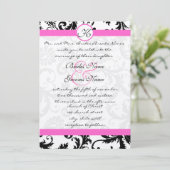 Invitation Pink Yarrow et Black Mariage damassé (Debout devant)