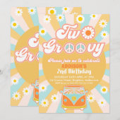 Invitation Pink Yellow Blue Deux Super Retro 2e anniversaire (Devant / Derrière)