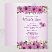Invitation Pink Yellow Floral Rustic Bridal Shower Party (Devant / Derrière)