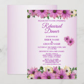 Invitation Pink Yellow Floral Rustic Wedding Rehearsal Dinner (Devant / Derrière)