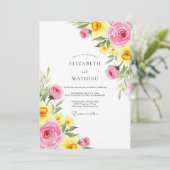 Invitation Pink Yellow Jubilant Spring Wedding (Debout devant)