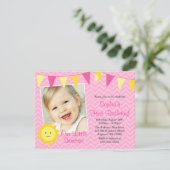 Invitation Pink Yellow Sunshine Photo Anniversaire (Debout devant)