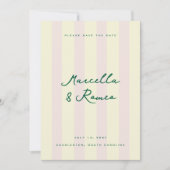 Invitation Pink Yellow Vertical Stripes Modern Save the Date (Devant)
