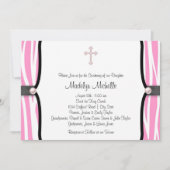 Invitation Pink Zebra Christening (Devant)
