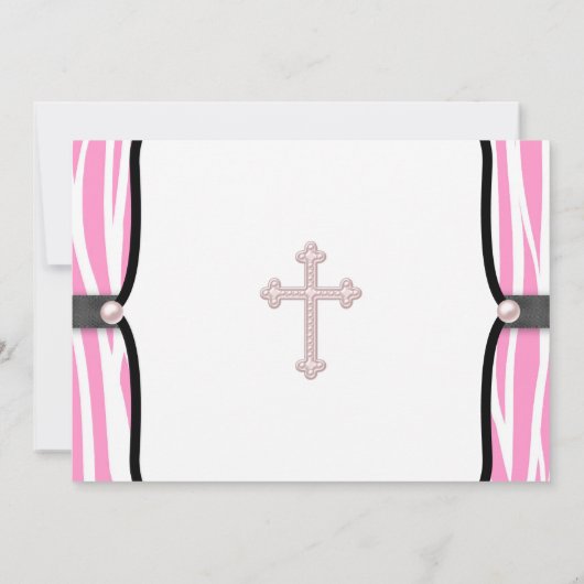 Invitation Pink Zebra Christening (Dos)