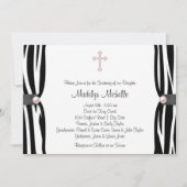 Invitation Pink Zebra Christening (Devant)