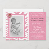 Invitation Pink Zebra Imprimer Les Filles D'Anniversaire Invi (Devant / Derrière)