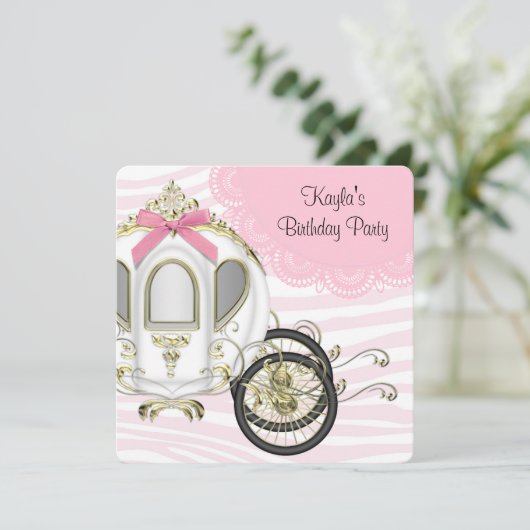 Invitation Pink Zebra Princess Anniversaire (Debout devant)