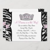 Invitation Pink Zebra Princess Baby shower rose noir (Devant / Derrière)