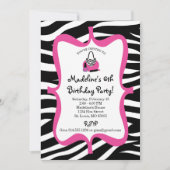 Invitation Pink Zebra Print Diva Spa Anniversaire (Devant)