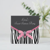 Invitation Pink Zebra Sweet 16 Anniversaire (Debout devant)