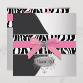 Invitation Pink Zebra Sweet 16 Anniversaire (Devant / Derrière)