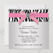 Invitation Pink Zebra Sweet 16 Anniversaire (Dos)
