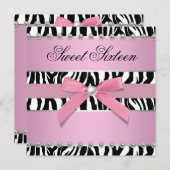 Invitation Pink Zebra Sweet 16 Anniversaire (Devant / Derrière)