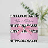 Invitation Pink Zebra Sweet 16 Anniversaire (Debout devant)