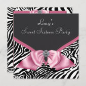 Invitation Pink Zebra Sweet 16 Anniversaire (Devant / Derrière)