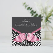 Invitation Pink Zebra Sweet 16 Anniversaire (Debout devant)