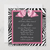 Invitation Pink Zebra Sweet 16 Anniversaire (Dos)
