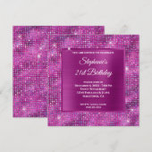 Invitation Pinkish Purple Diamond Studded Foil 21e anniversai (Devant / Derrière)