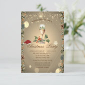 Invitation Pins cônes, Branches, Santa Hat Champagne Noël (Debout devant)