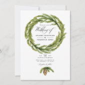 Invitation Pins d'aquarelle d'hiver Code QR RSVP Mariage (Devant)