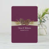Invitation Pins de bois Mariage de prune profonde (Debout devant)