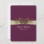 Invitation Pins de bois Mariage de prune profonde (Devant)