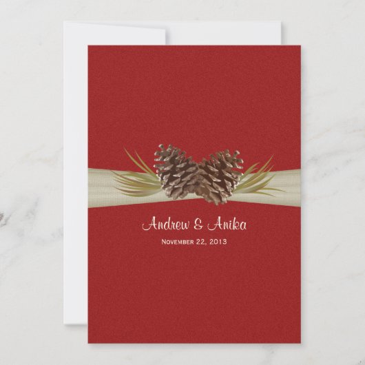 Invitation Pins de bois Mariage rouge (Devant)