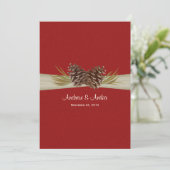 Invitation Pins de bois Mariage rouge (Debout devant)