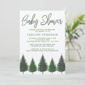 Invitation Pins de bois simples Baby shower verdoyant (Debout devant)