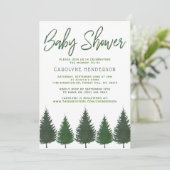 Invitation Pins de bois simples Baby shower verdoyant (Debout devant)