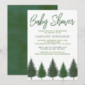 Invitation Pins de bois simples Baby shower verdoyant (Devant / Derrière)