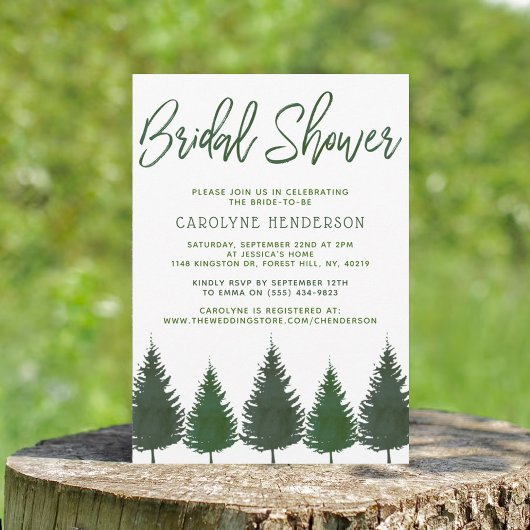 Invitation Pins de bois simples Fête des mariées verdoyante