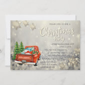 Invitation Pins de Camion Rouge Bokeh Snowflakes Noël (Devant)