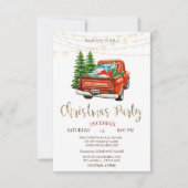 Invitation Pins de Camion Rouge, Fête de Noël en Bois (Devant)