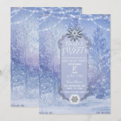 Invitation Pins de forêt d'hiver Snowflakes Sweet 16 Party (Devant / Derrière)