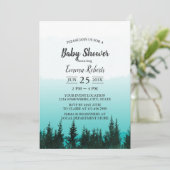 Invitation Pins de forêt Élégant Baby shower d'aquarelle (Debout devant)