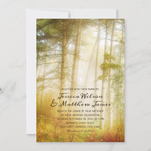 Invitation Pins de Forêt Rustique Mariage campagnard romantiq (Devant)