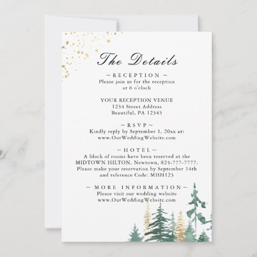 Invitation Pins de forêt tout en un Mariage chrétien (Dos)