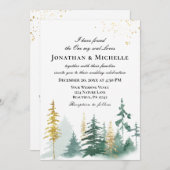 Invitation Pins de forêt tout en un Mariage chrétien (Devant / Derrière)
