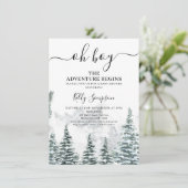 Invitation Pins de neige Aventure Commence Baby shower sauvag (Debout devant)