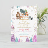 Invitation Pins de Noël Hiver Baby shower des bois (Debout devant)