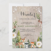 Invitation Pins des bois Hiver Onederland anniversaire (Devant)