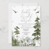 Invitation Pins d'hiver Arbres froids dehors du Baby shower (Devant)